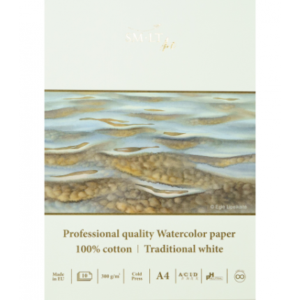 Akvarelinio popieriaus bloknotas Pro SMLT Art, A3, 300 g/m², 10 lapų