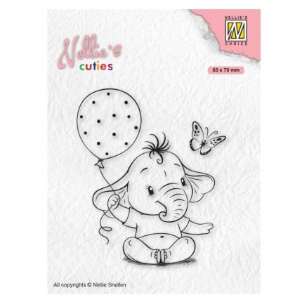 Silikono antspaudas Nellie Snellen NCCS007 Baby Elephant With Balloon