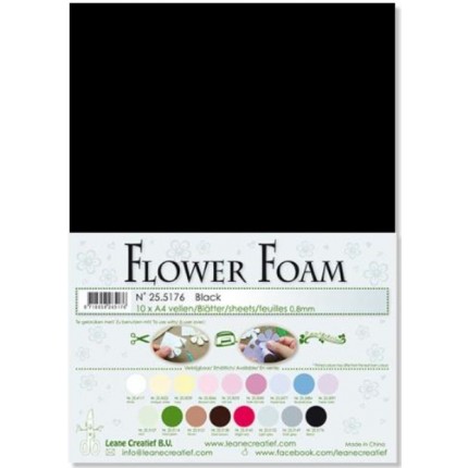 Putgumė Leane Creatief - Flower Foam Foamiran - Juoda, 0.8mm, A4, 10 lapų      