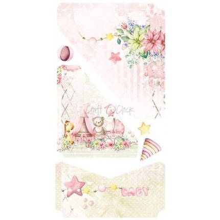 Skrebinimo popieriaus rinkinys Craft O'Clock - Hello Little Girl Extras, 15.5x30.5cm, 250 g/m², 9 lapai