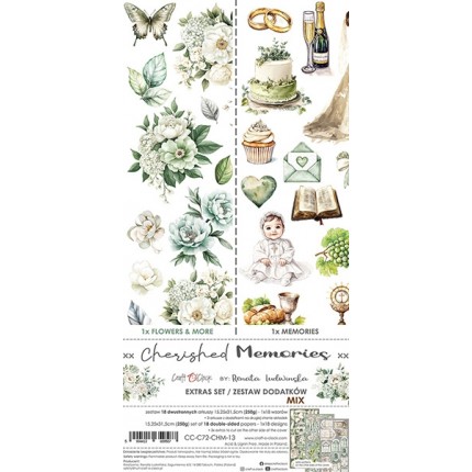 Skrebinimo popieriaus rinkinys Craft O'Clock - Cherished Memories Extras, 15.5x30.5cm, 250 g/m², 18 lapų