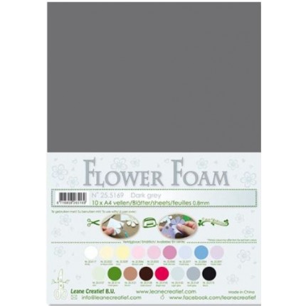 Putgumė Leane Creatief - Flower Foam Foamiran - Tamsiai Pilka, 0.8mm, A4, 10 lapų      