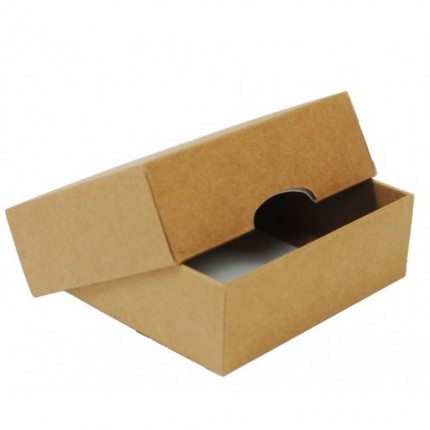 Kartoninė dviejų dalių dėžutė pakavimui, 15x11x4.5 cm ruda/balta