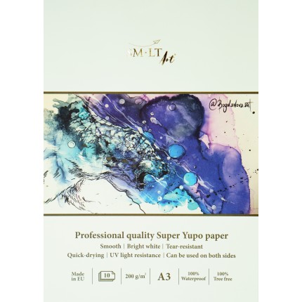 Piešimo sąsiuvinis - sintetinis popierius, Yupo Pro SMLT Art, A3, 200g/m2, FSC Mix, 10 lapų