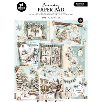 Skrebinimo popieriaus rinkinys Studio Light - Rustic Winter, 21x29.4cm, 14 lapų, 170-250 g/m²