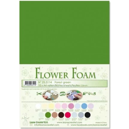 Putgumė Leane Creatief - Flower Foam Foamiran - Miško žalia, 0.8mm, A4, 10 lapų      