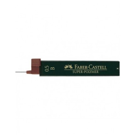 Grafito šerdelės Faber Castell Super Polymer automatiniam pieštukui, B, diam. 0.5 mm, ilgis 60mm, 12 vnt. dėžutėje