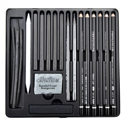 Eskizavimo pieštukų rinkinys Cretacolor Black box set, metalinėje dėžutėje, 20vnt.