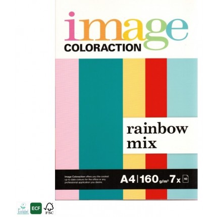 Spalvoto popieriaus Image Coloraction  FSC Mix Credit rinkinys Rainbow Mix A4, 160 g/m², 7 x10 l. ryškių sp.