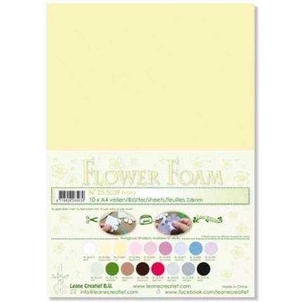 Putgumė Leane Creatief - Flower Foam Foamiran - Dramblio kaulo, 0.8mm, A4, 10 lapų      