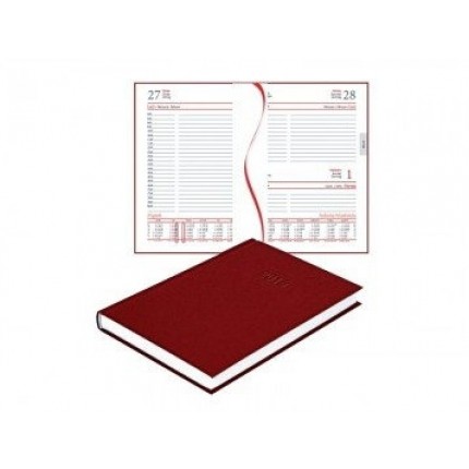 Darbo knyga - kalendorius INFO, A5, 2024 metams, tamsiai raudonos spalvos