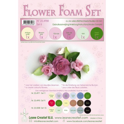 Putgumė Leane Creatief - Flower Foam Foamiran - Sendintos rausvos tonai, 0.8mm, A4, 6 lapai