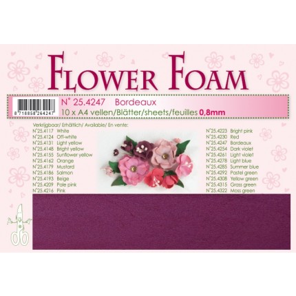 Putgumė Leane Creatief - Flower Foam Foamiran - Bordo, 0.8mm, A4, 10 lapų      