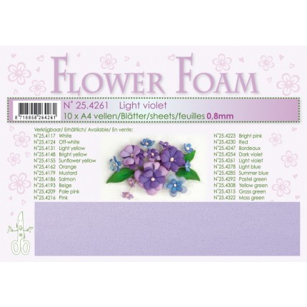 Putgumė Leane Creatief - Flower Foam Foamiran - Šviesiai violetinė, 0.8mm, A4, 10 lapų      