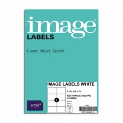 Lipnios etiketės 8 vnt A4 lape Image Labels FSC Mix Credit, 105x74 mm, 100 lapų
