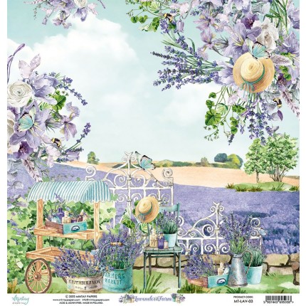 Skrebinimo popierius Mintay - Lavender Farm - 03, 30.5x30.5cm, 240g/m², 1vnt