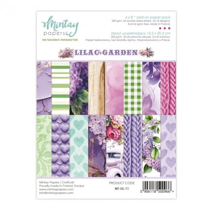 Skrebinimo popieriaus rinkinys Mintay - Lilac Garden, 15.2x20.3cm, 240g/m² , 24 lapai