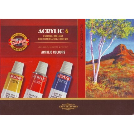 Akrilo dažų rinkinys Koh-I-Noor Acrilyc 6 spalvos x 16ml