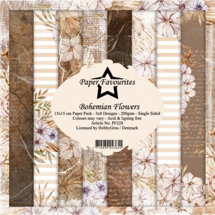Skrebinimo popieriaus rinkinys Paper Favourites - Bohemian Flowers, 15.2x15.2cm, 24 lapai, 200 g/m²