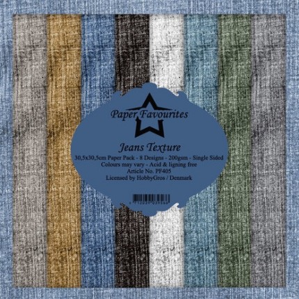 Skrebinimo popieriaus rinkinys Paper Favourites - Jeans Texture, 30.5x30.5cm, 8 lapai, 200 g/m²