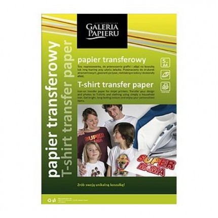 Popierius piešinio perkėlimui ant tamsių audinių T-shirt Transfer, A4, 5 lapai