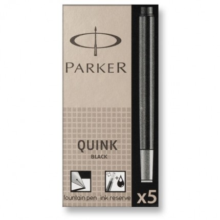 Rašalo kapsulės Parker Quink ilgos, juodos spalvos, dėžutėje 5 vnt. 
