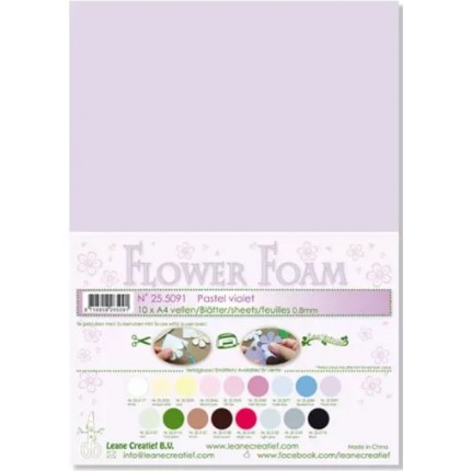 Putgumė Leane Creatief - Flower Foam Foamiran - Pastelinė violetinė, 0.8mm, A4, 10 lapų      