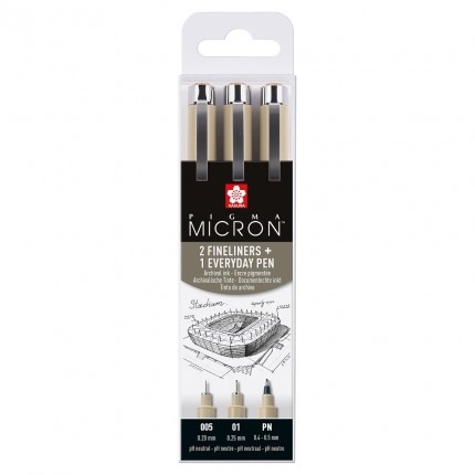 Grafinių rašiklių Sakura Pigma Micron Black rinkinys 3vnt. (005-01-PN)
