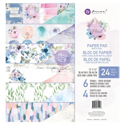 Skrebinimo popieriaus rinkinys Prima Marketing - Watercolor Floral, 30.5x30.5cm, 230g/m², 24 lapai