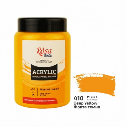 Akriliniai dažai Rosa Studio, Dark Yellow 410, 400ml
