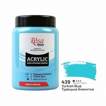 Akriliniai dažai Rosa Studio, Turkish Blue 439, 400ml