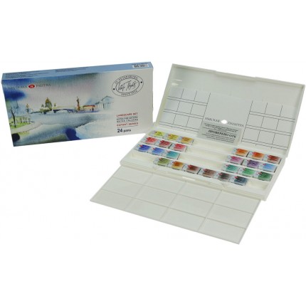 Akvarelinių dažų rinkinys Belye noči - Landscape, plastikinėje dėžutėje, 24 spalvų