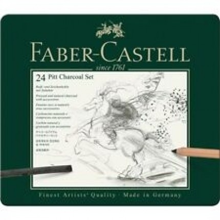 Rinkinys Faber-Castell PITT Charcoal Monochrome, skirtas eskizavimui, 24vnt