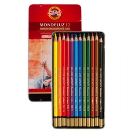 Akvareliniai pieštukai Koh I Noor Mondeluz 12 spalvų, metalinėje dėžutėje