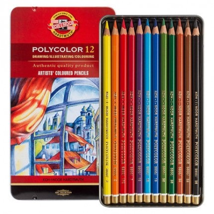 Spalvoti pieštukai dailei POLYCOLOR Koh-I-Noor, 12 spalvų