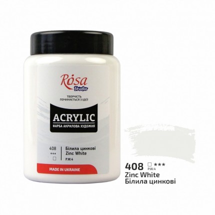 Akriliniai dažai Rosa Studio, Zinc White 408, 400ml