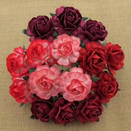 Popierinės gėlytės Promlee Flowers - Mixed Red Tea Roses SAA-067-40, 40mm, 10vnt.