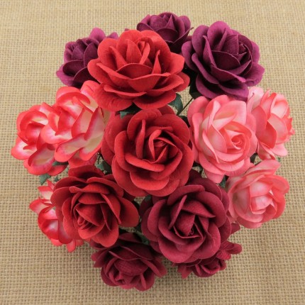 Popierinės gėlytės Promlee Flowers - Mixed Red Trellis Roses SAA-098-35, 35mm, 10vnt.