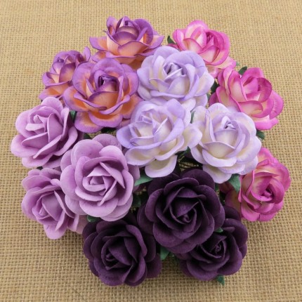 Popierinės gėlytės Promlee Flowers - Mixed Purple-Lilac Trellis Roses SAA-102-35, 35mm, 10vnt.