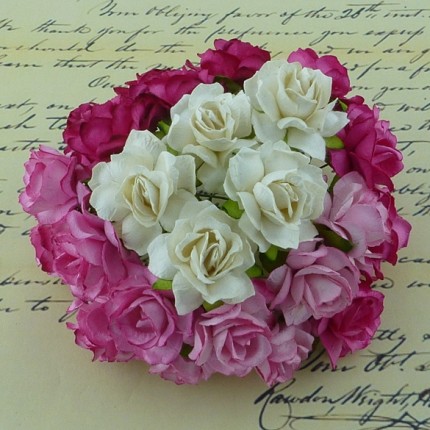 Popierinės gėlytės Promlee Flowers - Mixed Pink-White Wild Roses SAA-262-30, 30mm, 10vnt.