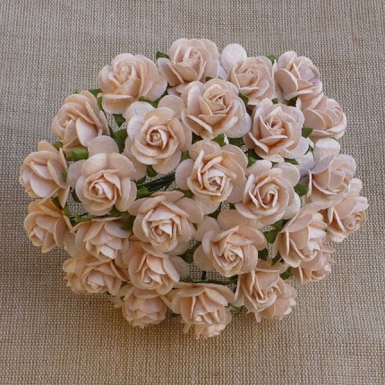 Popierinės gėlytės Promlee Flowers - Pale Peach Open Roses SAA-350-15, 15mm, 10vnt.