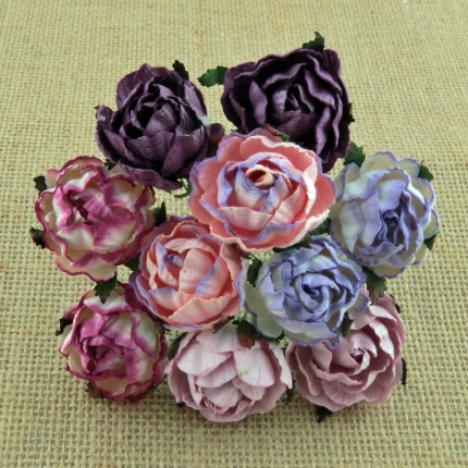 Popierinės gėlytės Promlee Flowers - Mixed Purple-Lilac Peony SAA-507, 30mm, 10vnt.