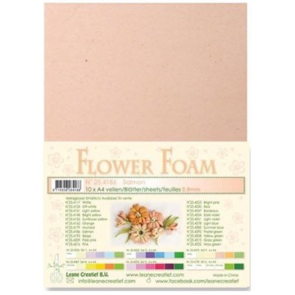 Putgumė Leane Creatief - Flower Foam Foamiran - Lašišos rausva, 0.8mm, A4, 10 lapų      