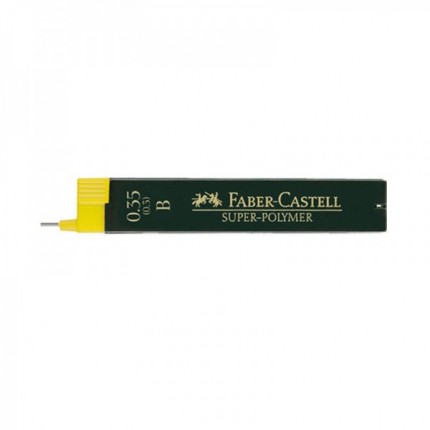 Grafito šerdelės Faber Castell automatiniam pieštukui, B, diam. 0.35 mm, ilgis 60mm, 12 vnt. dėžutėje
