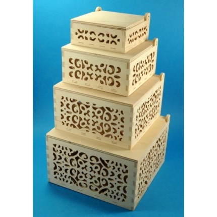 Medinių ažūrinių dėžučių rinkinys, 4 vnt. 