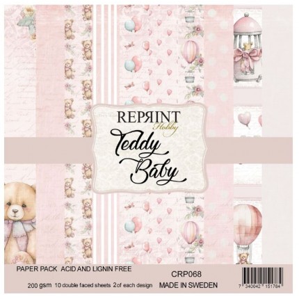 Skrebinimo popieriaus rinkinys RePrint - Teddy Baby Collection, 30.5x30.5cm, 10 lapų, 200 g/m²