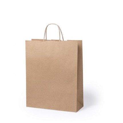 Popierinis maišelis Toptwist suktomis popierinėmis rankenėlėmis 32x12x41 cm. 100 g/m², rudas