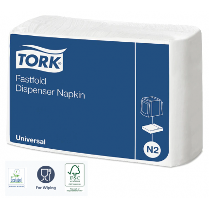Servetėlės TORK Universal N2, 25X30, dozatoriui N2, FSC ekologiškai sertifikuotos