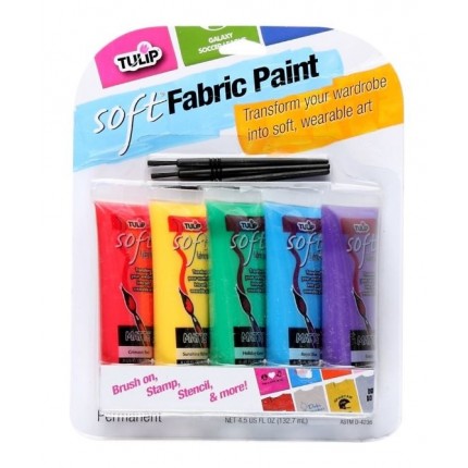 Tekstilės dažų rinkinys Tulip Matte Brush-On Soft Fabric Paint Primary 5 spalvos x 26.5ml