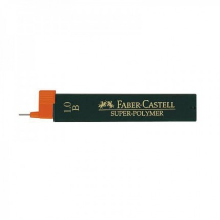 Grafito šerdelės Faber Castell automatiniam pieštukui, B, diam. 1.0 mm, ilgis 60mm, 12 vnt. dėžutėje